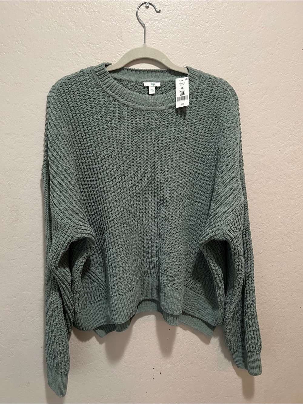 dip Ribbed Crewneck Sweater - Sage Green